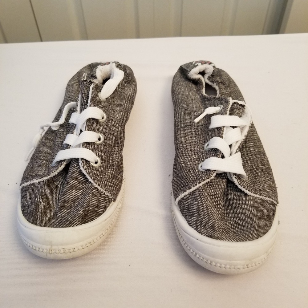 Dept. 222 Grey Linen Canvas Low Top Lace Up Casual Sneakers Womens Sise 6M